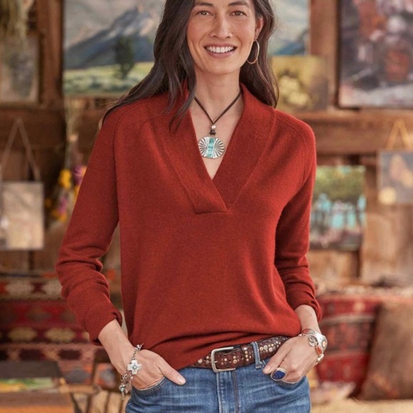 Sundance Women's Cashmere Faux Wrap‎ V-Neck Sweater - Picture 4 of 5